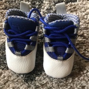 Infant Jordans blue/white/grey/tan size 1c